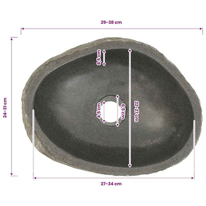 146212 vidaXL Basin River Stone Oval (29-38)x(24-31) cm