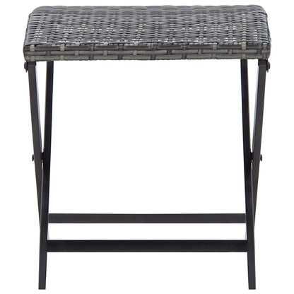 vidaXL Folding Stool Poly Rattan Grey