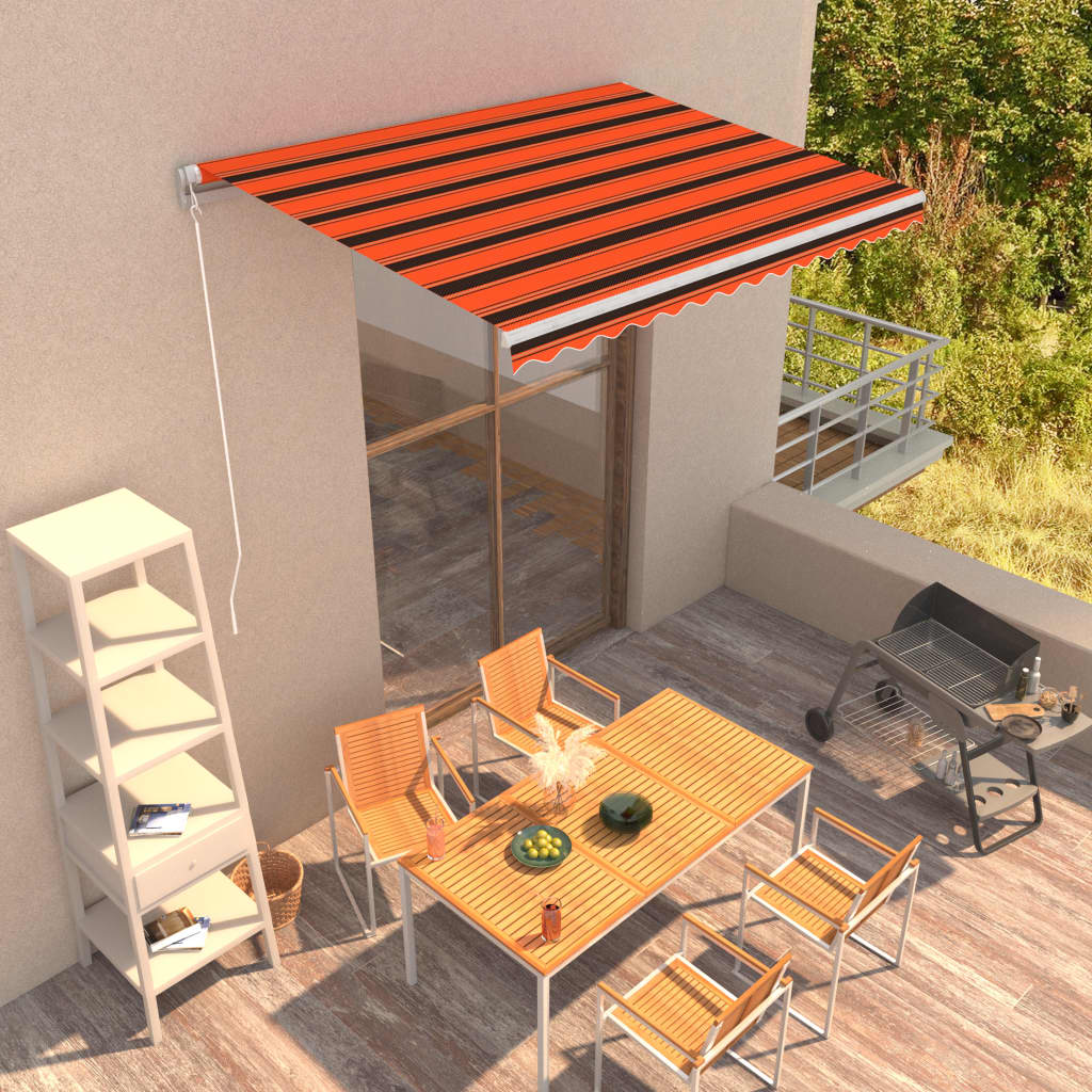 vidaXL Retractable Awning | Orange and Brown | Powder coated aluminium