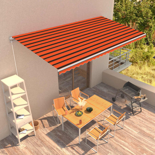 vidaXL Retractable Awning | Orange and Brown