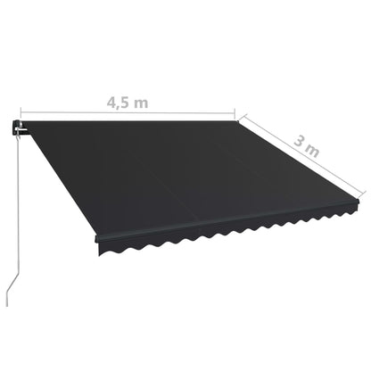 vidaXL Manual Retractable Awning 450x300 cm Anthracite