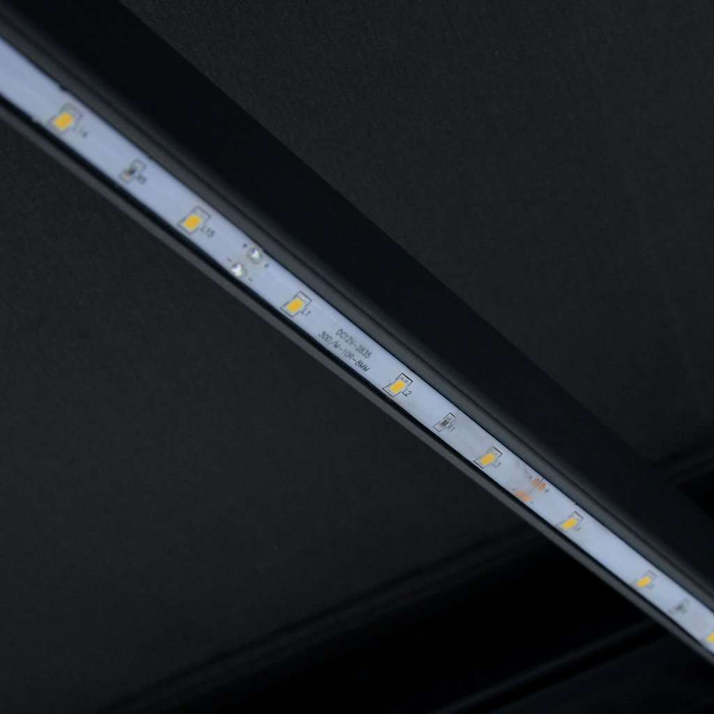 vidaXL Manual Retractable Awning with LED 300x250 cm Anthracite