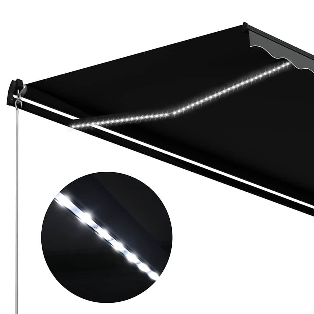 vidaXL Manual Retractable Awning with LED 450x300 cm Anthracite