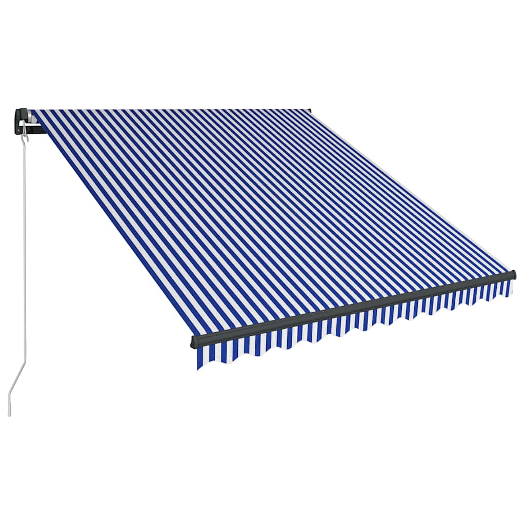 vidaXL Manual Retractable Awning with LED 350x250 cm Blue and White