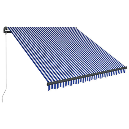 vidaXL Manual Retractable Awning with LED 350x250 cm Blue and White