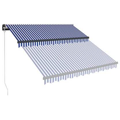 vidaXL Manual Retractable Awning with LED 350x250 cm Blue and White