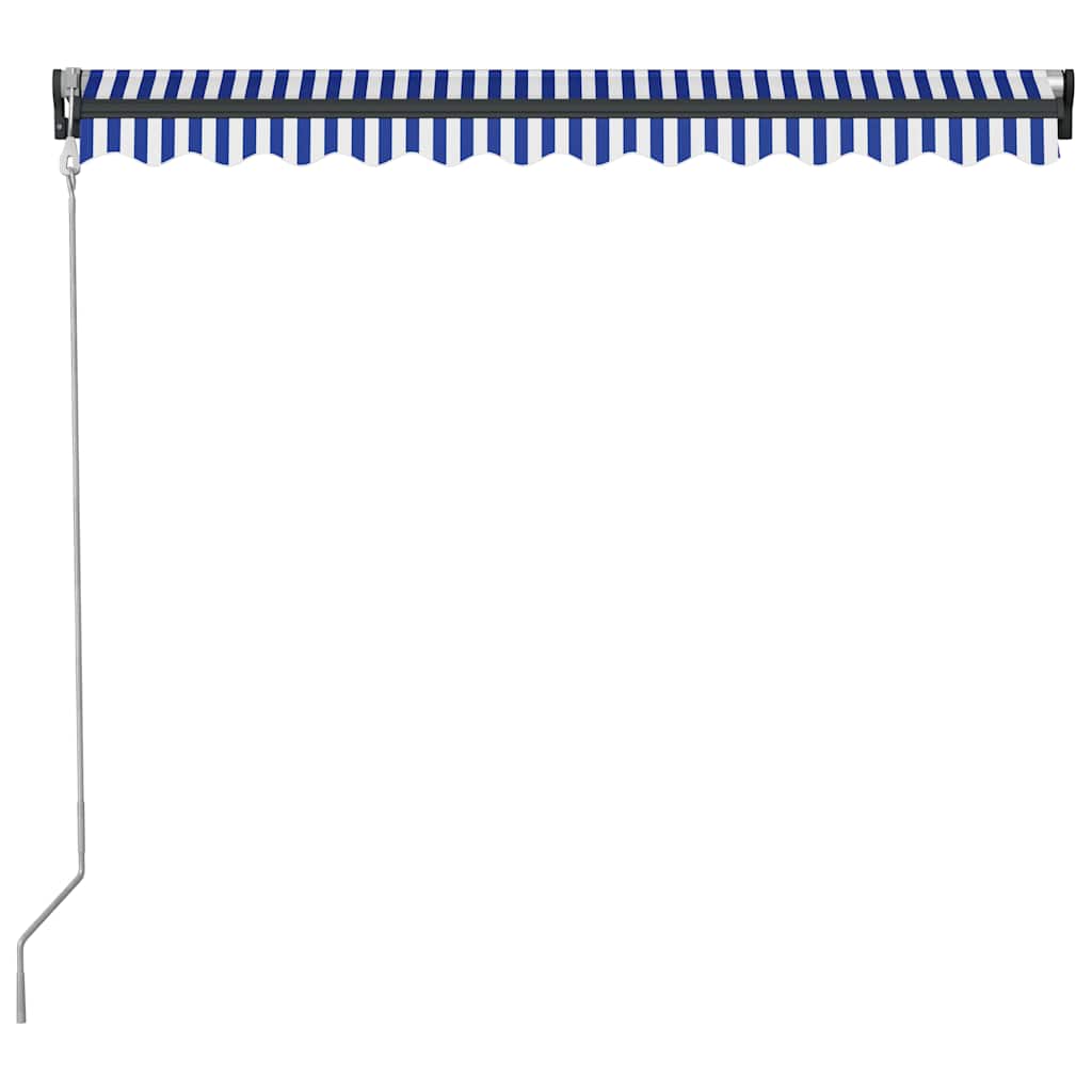 vidaXL Manual Retractable Awning with LED 350x250 cm Blue and White