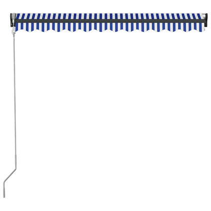vidaXL Manual Retractable Awning with LED 350x250 cm Blue and White