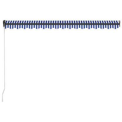 vidaXL Manual Awning with Solar LED 4 x 3 m Blue and White Stripe