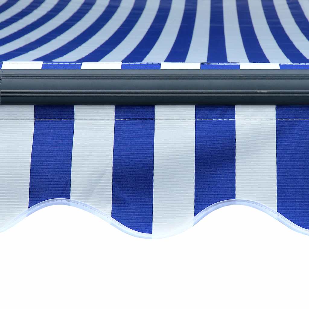 vidaXL Manual Awning with Solar LED 5 x 3 m Blue and White Stripe