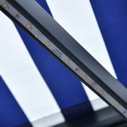 vidaXL Manual Awning with Solar LED 5 x 3 m Blue and White Stripe