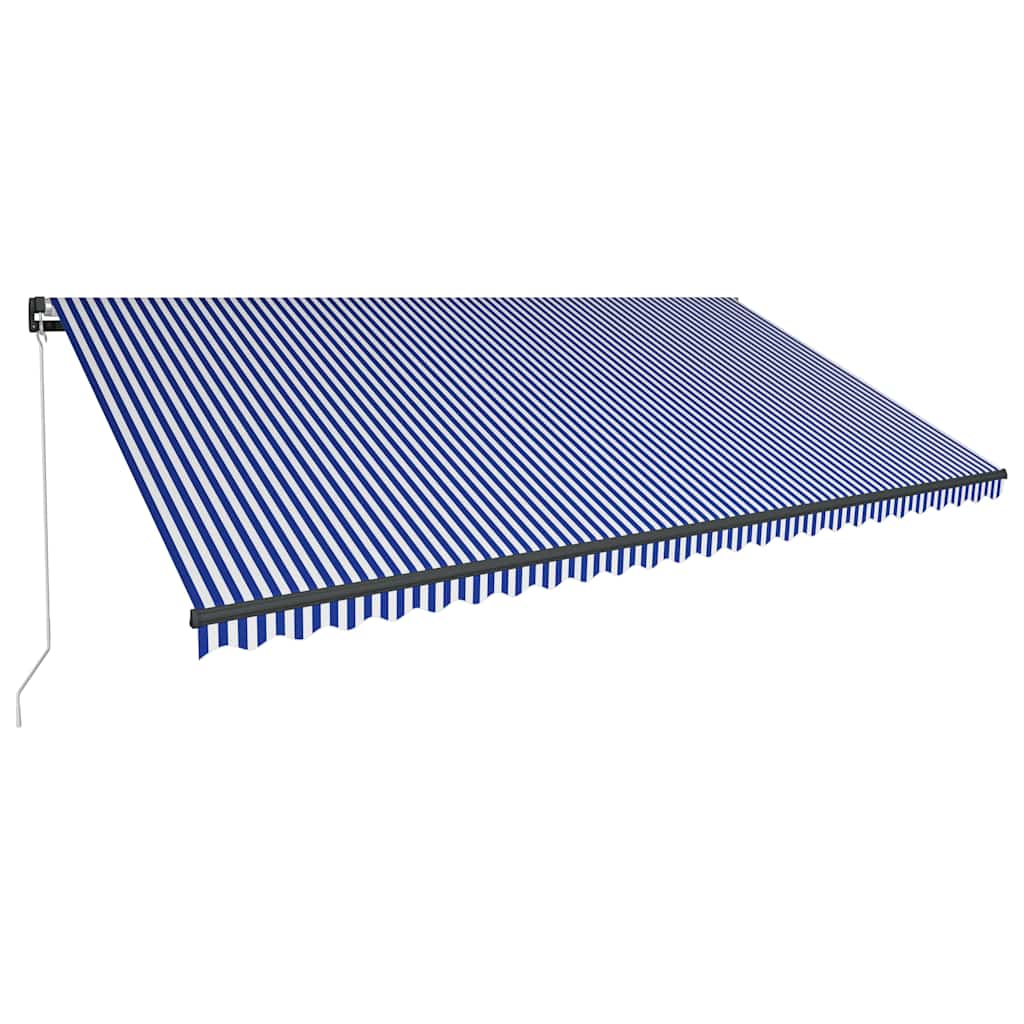 vidaXL Manual Awning with Solar LED 6 x 3 m Blue and White Stripe