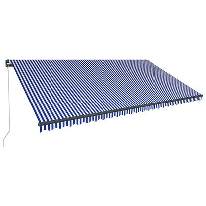 vidaXL Manual Awning with Solar LED 6 x 3 m Blue and White Stripe