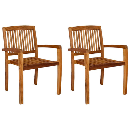 49387 vidaXL Stacking Garden Dining Chairs 2 pcs Solid Teak Wood