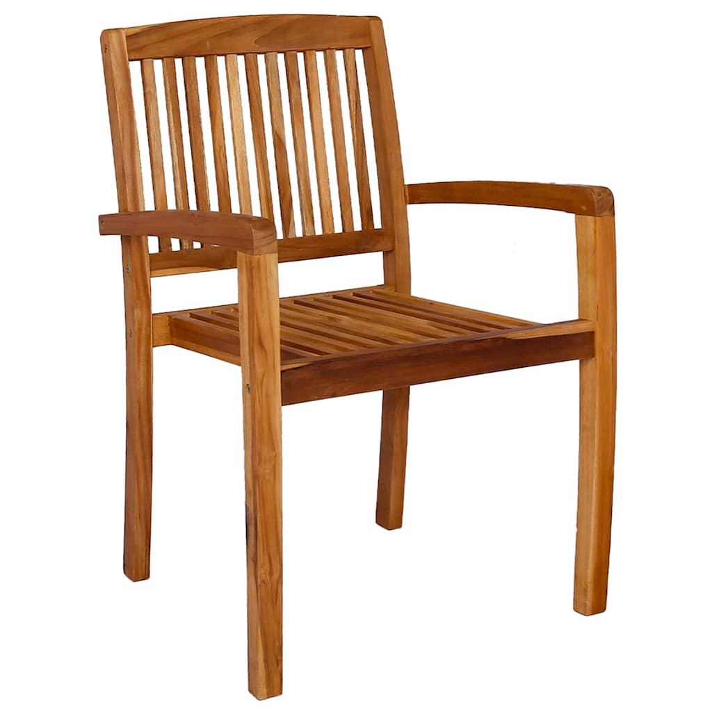 vidaXL Stacking Garden Dining Chairs 2 pcs Solid Teak Wood