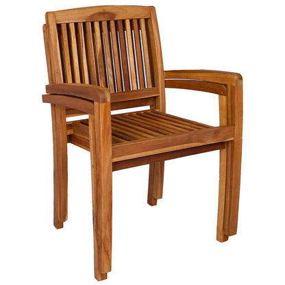49387 vidaXL Stacking Garden Dining Chairs 2 pcs Solid Teak Wood