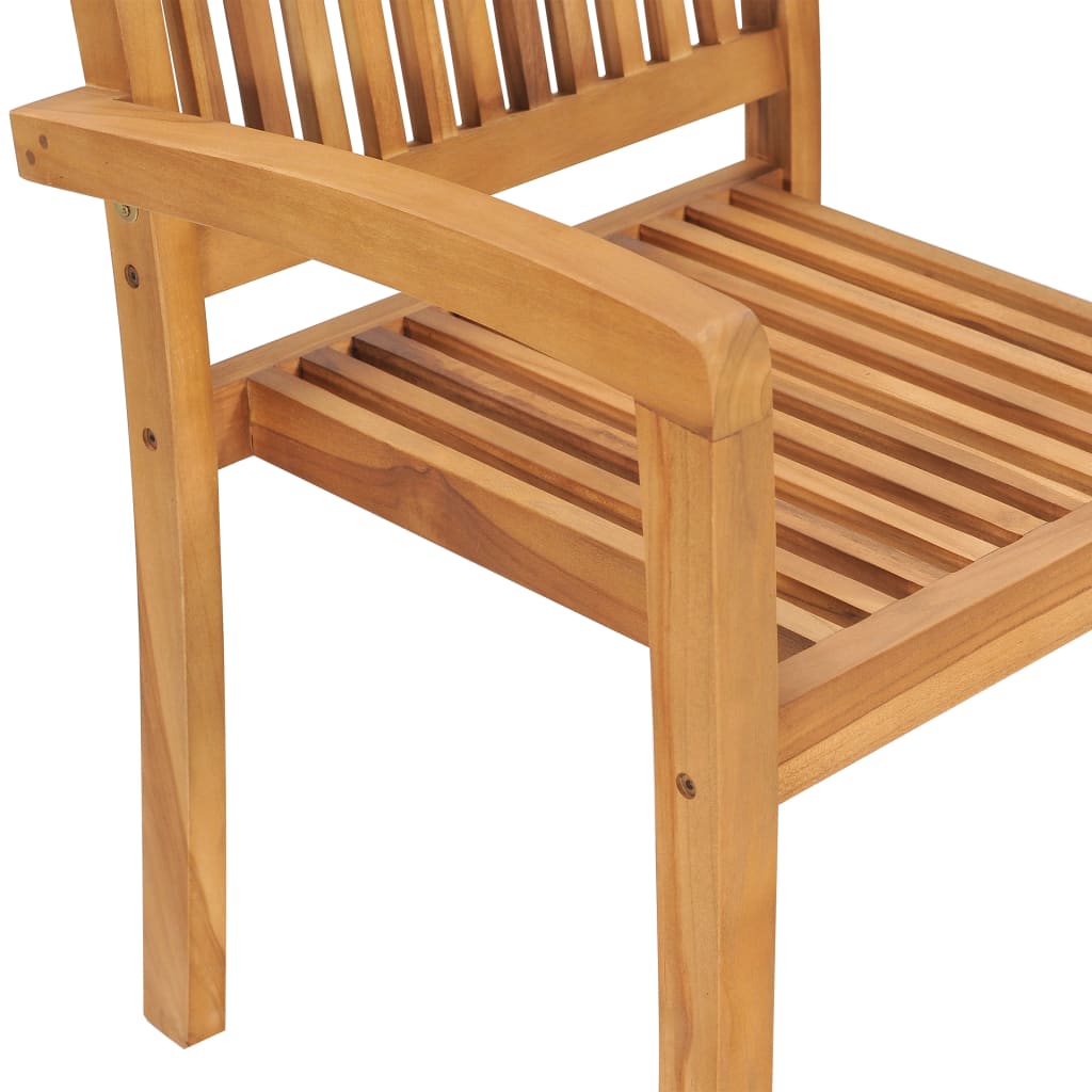 vidaXL Stacking Garden Dining Chairs 2 pcs Solid Teak Wood