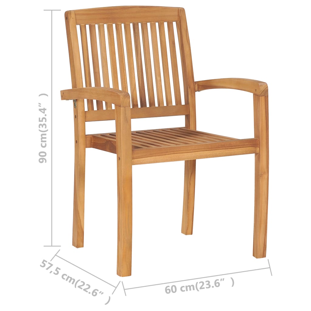 vidaXL Stacking Garden Dining Chairs 2 pcs Solid Teak Wood