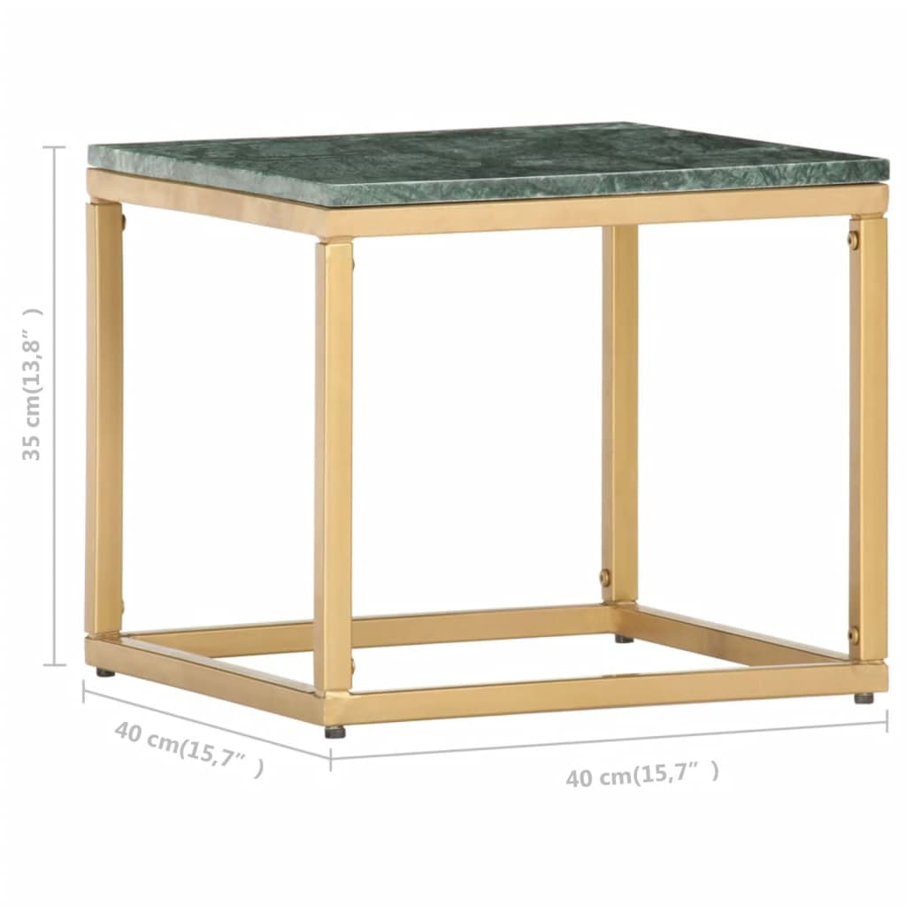 vidaXL Coffee Table Green 40x40x35 cm Real Stone with Marble Texture