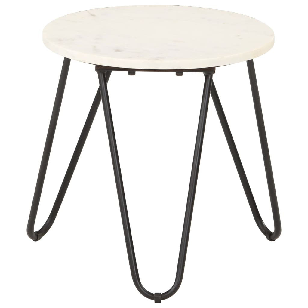 vidaXL Coffee Table White 40x40x40 cm Real Stone with Marble Texture