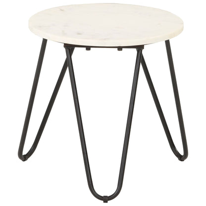 vidaXL Coffee Table White 40x40x40 cm Real Stone with Marble Texture
