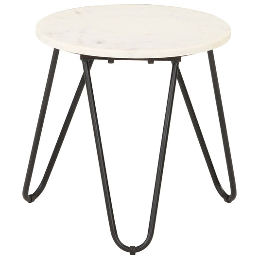 vidaXL Coffee Table White 40x40x40 cm Real Stone with Marble Texture