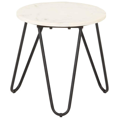 286443 vidaXL Coffee Table White 40x40x40 cm Real Stone with Marble Texture