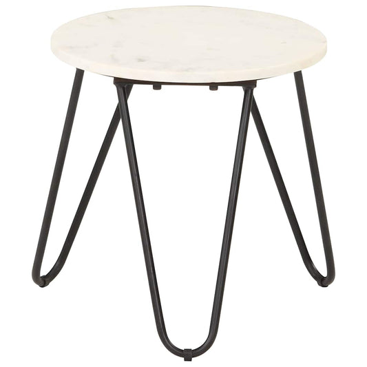 286443 vidaXL Coffee Table White 40x40x40 cm Real Stone with Marble Texture