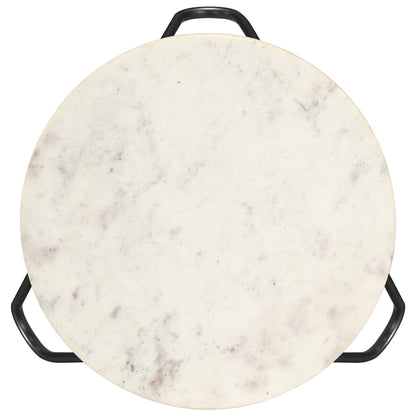 vidaXL Coffee Table White 40x40x40 cm Real Stone with Marble Texture
