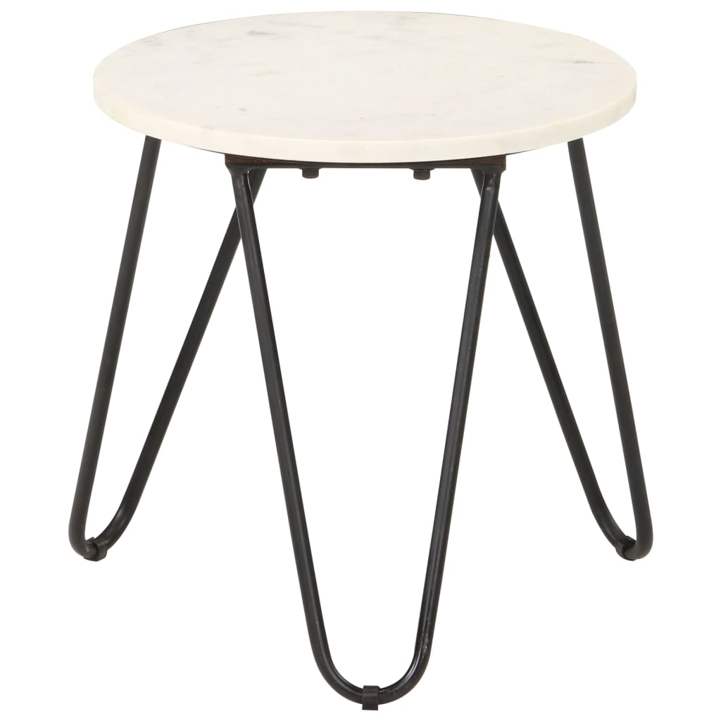 vidaXL Coffee Table White 40x40x40 cm Real Stone with Marble Texture