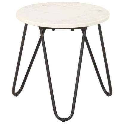 286443 vidaXL Coffee Table White 40x40x40 cm Real Stone with Marble Texture