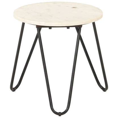 vidaXL Coffee Table White 40x40x40 cm Real Stone with Marble Texture