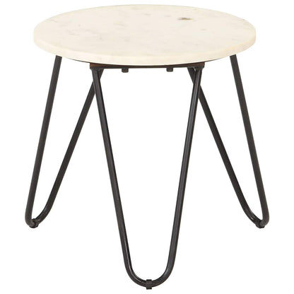 286443 vidaXL Coffee Table White 40x40x40 cm Real Stone with Marble Texture