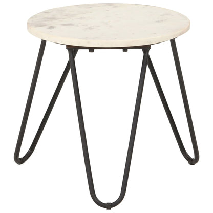 vidaXL Coffee Table White 40x40x40 cm Real Stone with Marble Texture