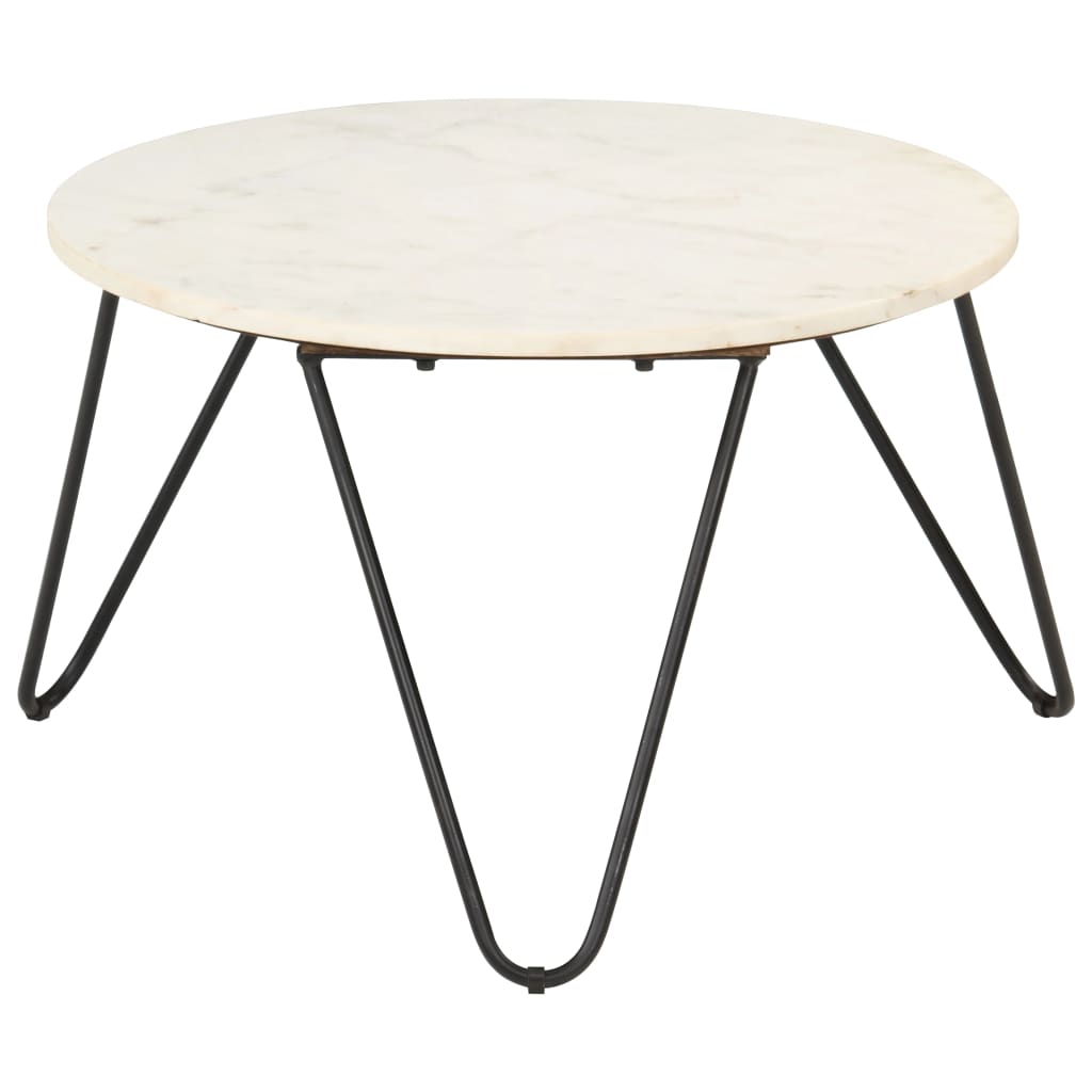 vidaXL Coffee Table White 65x65x42 cm Real Stone with Marble Texture