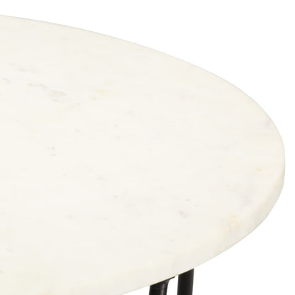 vidaXL Coffee Table White 65x65x42 cm Real Stone with Marble Texture