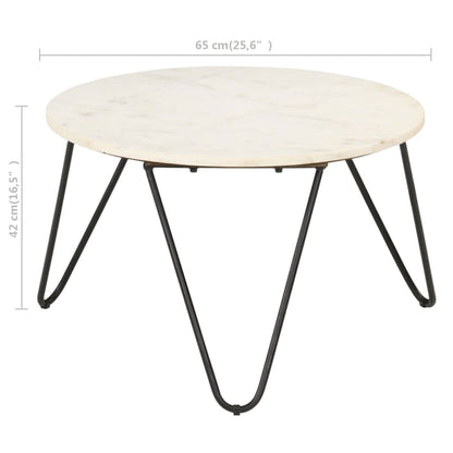 vidaXL Coffee Table White 65x65x42 cm Real Stone with Marble Texture