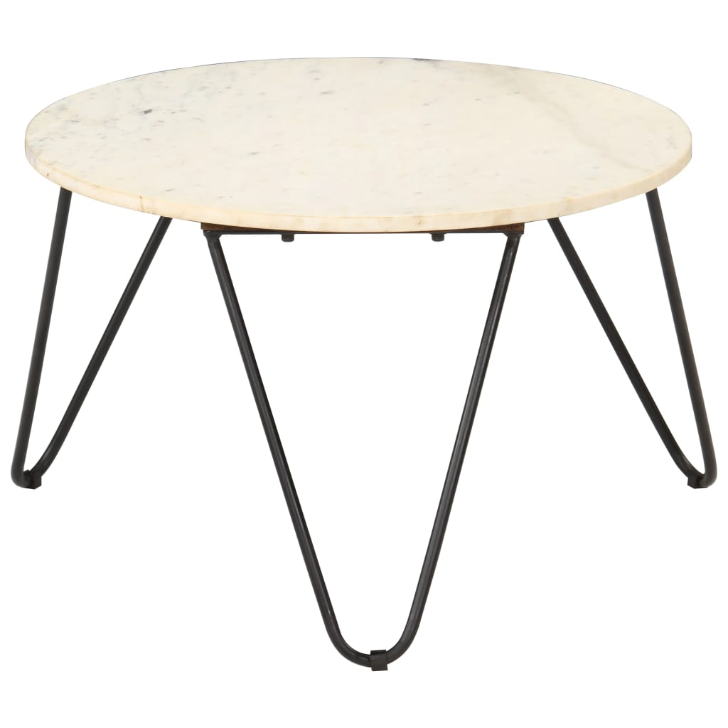 vidaXL Coffee Table White 65x65x42 cm Real Stone with Marble Texture
