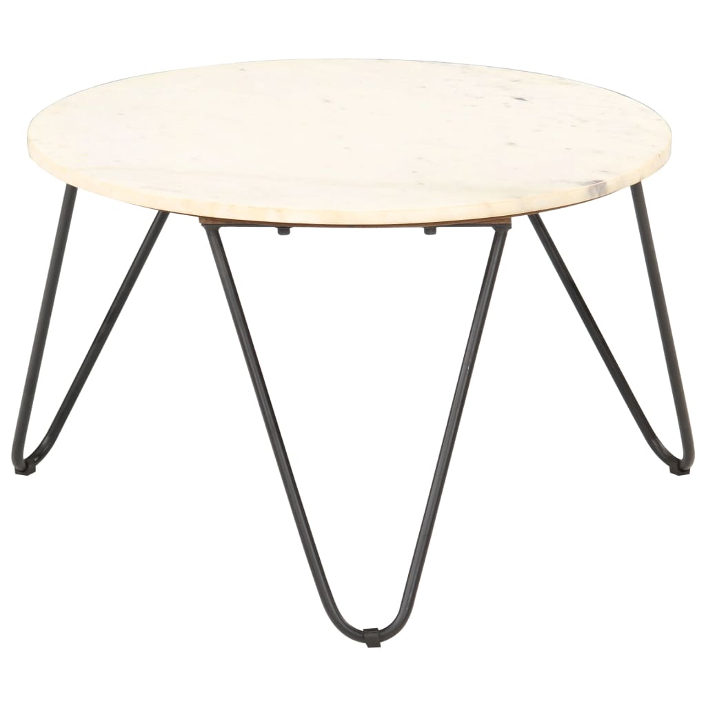 vidaXL Coffee Table White 65x65x42 cm Real Stone with Marble Texture