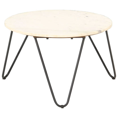 vidaXL Coffee Table White 65x65x42 cm Real Stone with Marble Texture