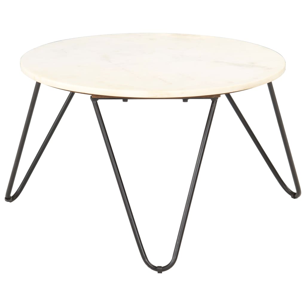 vidaXL Coffee Table White 65x65x42 cm Real Stone with Marble Texture