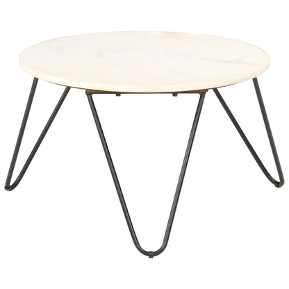 vidaXL Coffee Table White 65x65x42 cm Real Stone with Marble Texture