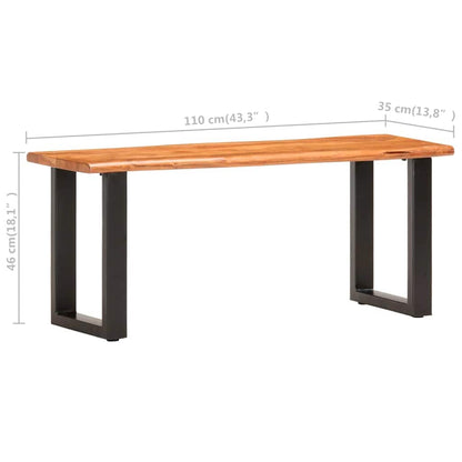 vidaXL Live Edge Bench 110 cm Solid Acacia Wood and Steel