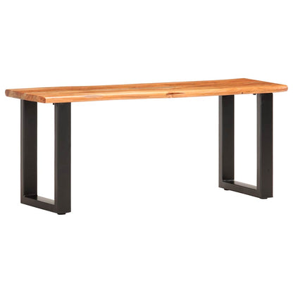 vidaXL Live Edge Bench 110 cm Solid Acacia Wood and Steel