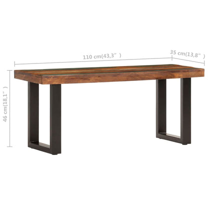 vidaXL Bench | Brown and black | Solid reclaimed wood, powder-coated steel