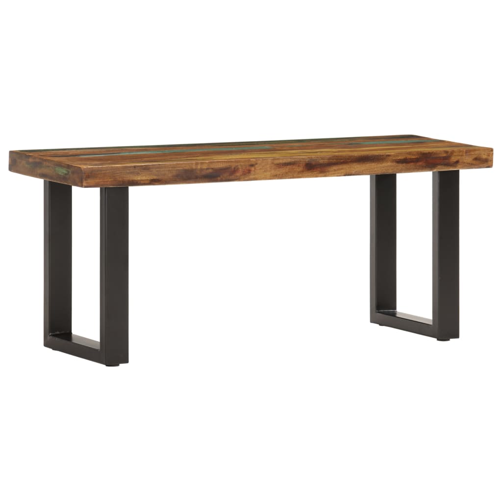 vidaXL Bench | Brown and black | Solid reclaimed wood, powder-coated steel