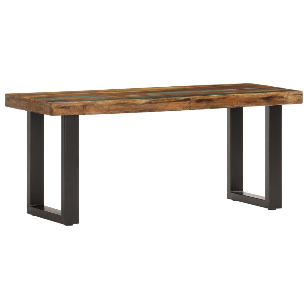 vidaXL Bench | Brown and black | Solid reclaimed wood, powder-coated steel