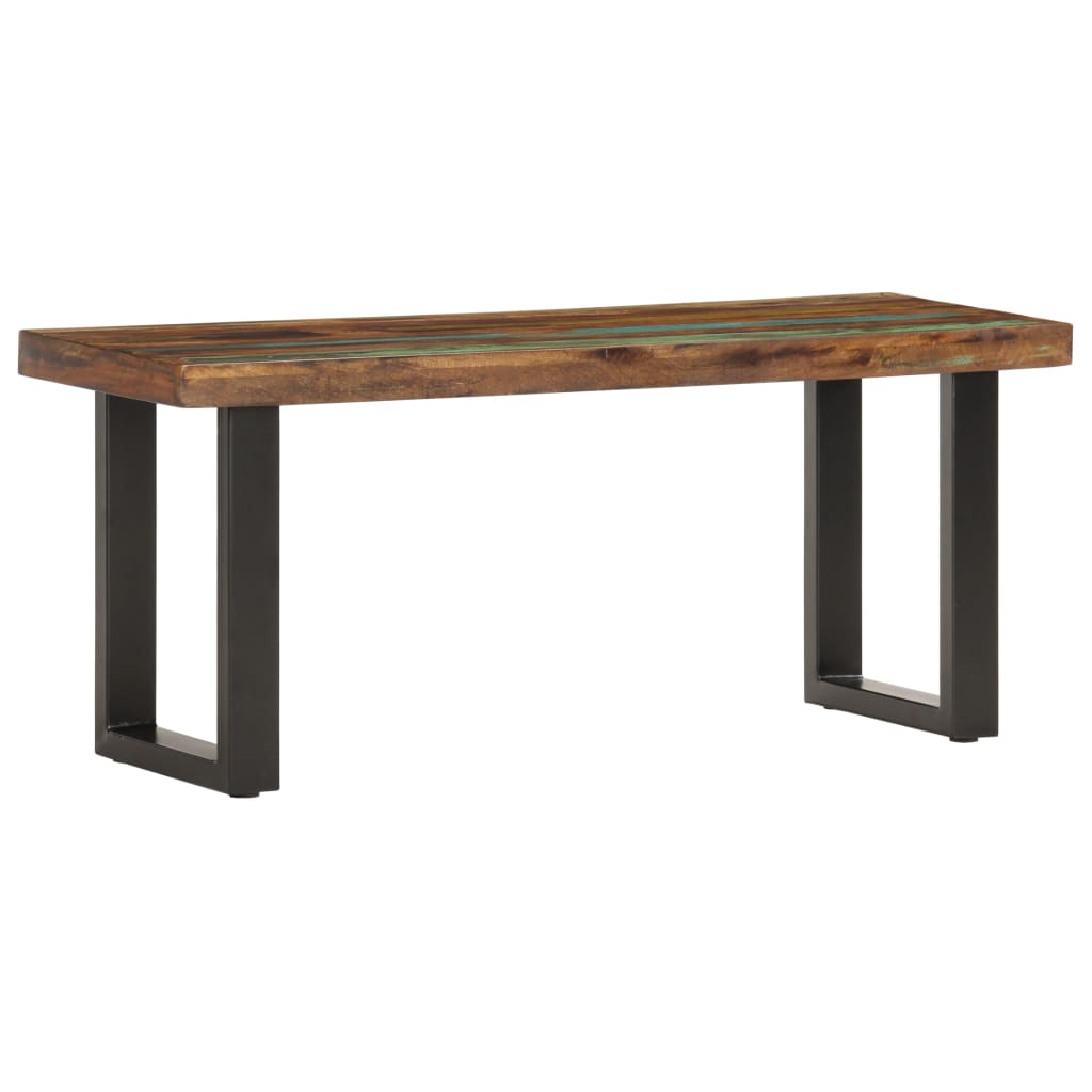 vidaXL Bench | Brown and black | Solid reclaimed wood, powder-coated steel