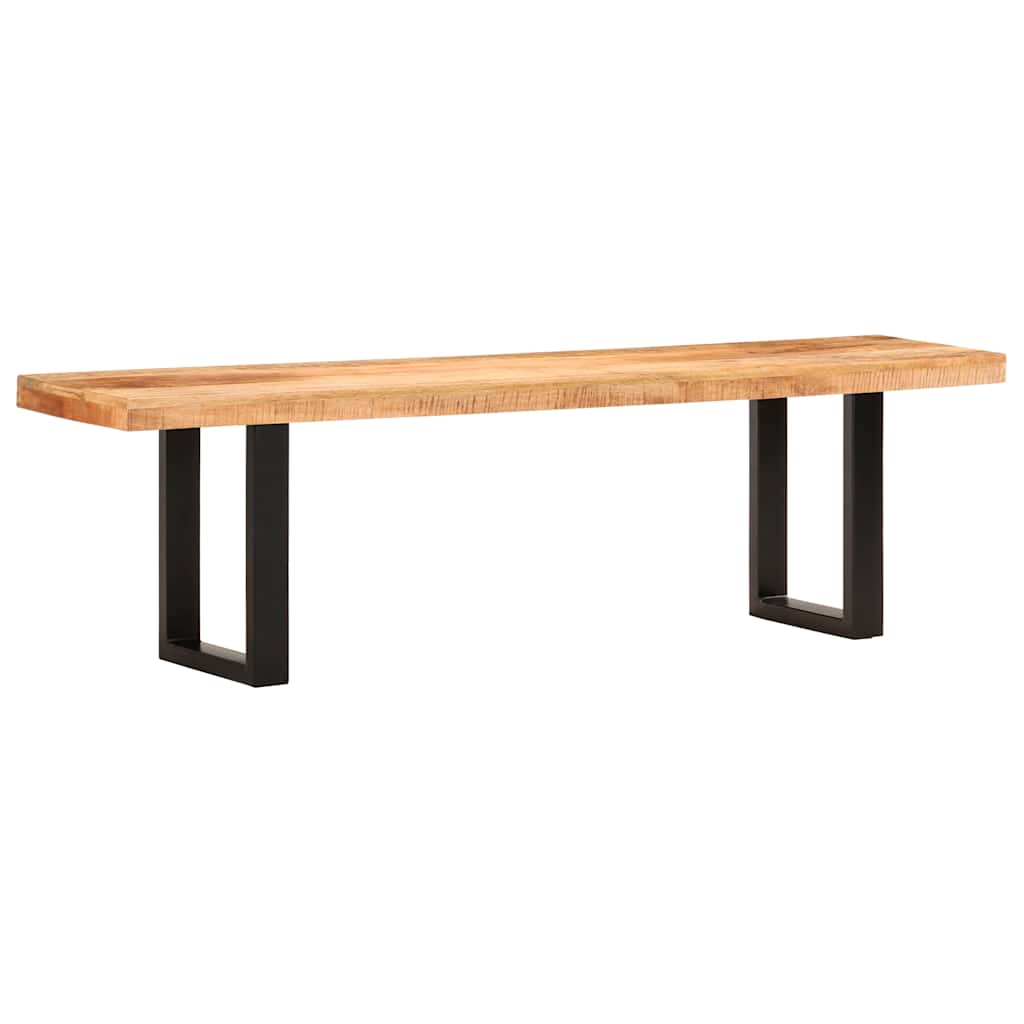 vidaXL Bench 160 cm Solid Rough Mango Wood and Steel