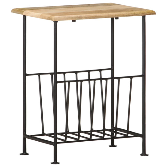 286465 vidaXL Magazine Rack 40x30x50 cm Solid Mango Wood and Steel